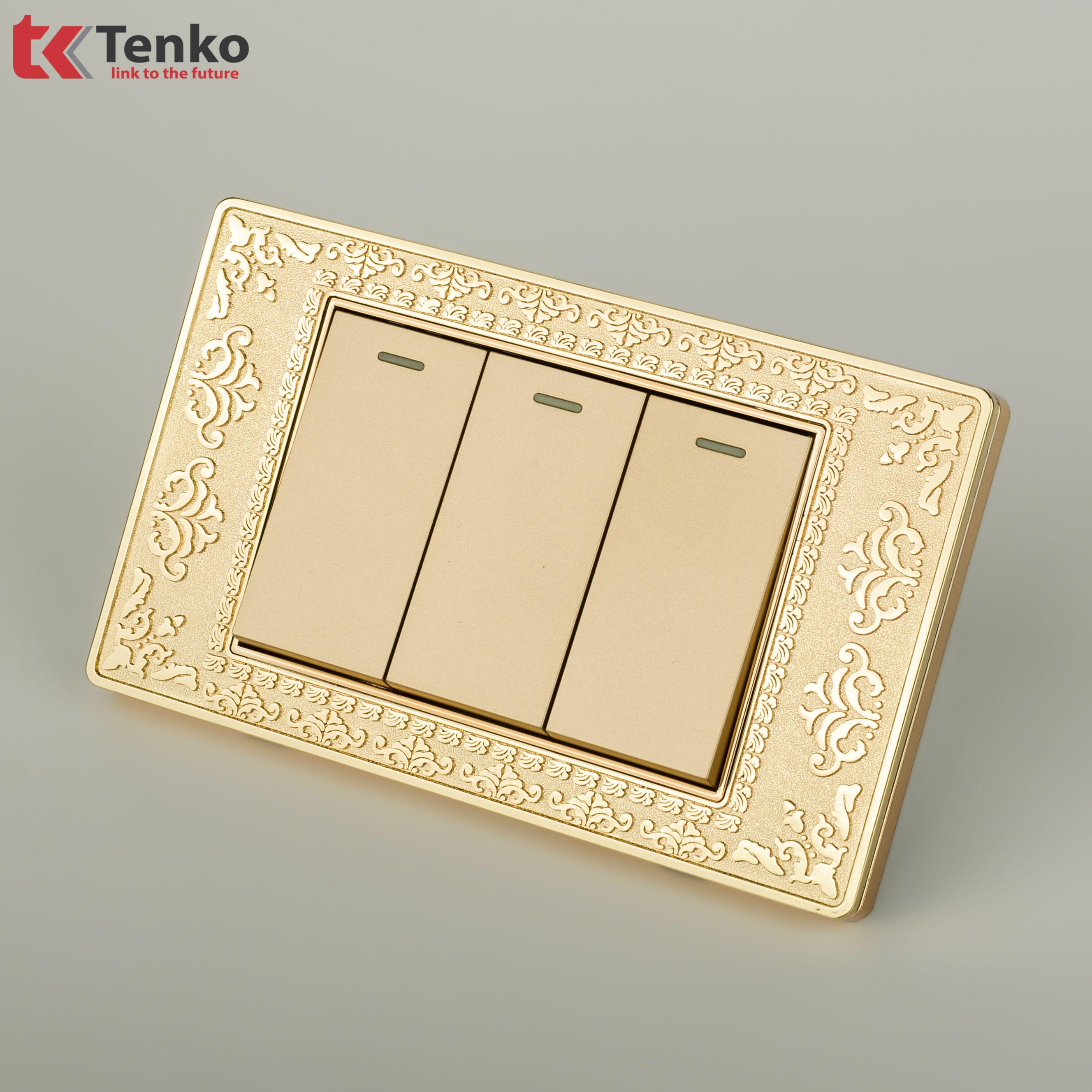 Công Tắc Điện 3 Nút Mặt Hoa Văn  TK-C8-03